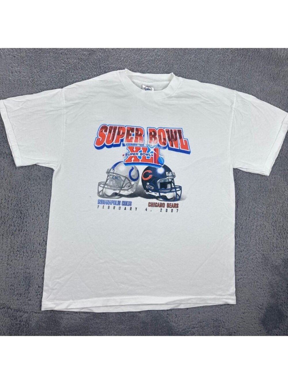 Delta Super Bowl XLI T-Shirt Mens Large White 2007 Colts vs Bears Graphic Tee